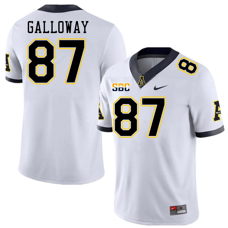 Appalachian State Mountaineers #87 Dillon Galloway College Football Jerseys Stitched-White